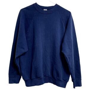 Vintage Blue Fruit of the Loom Blank Crewneck Sweatshirt Size XL